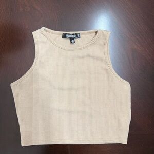 Missguided Tan Ribbed Crop Top
